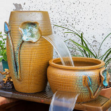 古法陶瓷循环水养鱼造景陶罐鱼缸过滤器鱼池全套生态流水瀑布摆件