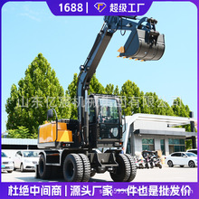 中小型轮式挖掘机轮挖75型农用工程钩机80型四驱液压挖土机抓木机