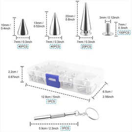 现货  供跨境盒装 朋克钉子弹头铆钉+双用螺丝刀工具皮衣包包铆钉