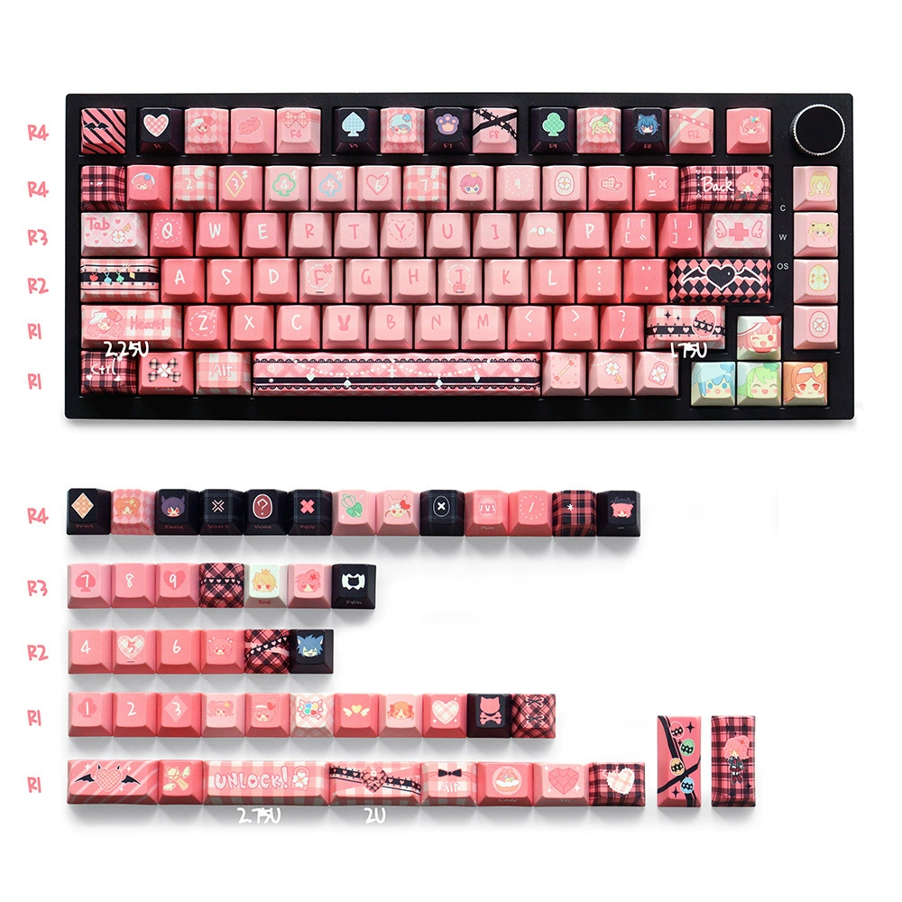 Animation Theme Guardian-Sweetheart Theme Keycaps PBT Material Pattern Clear Characters Five-sided Sublimation Keycaps