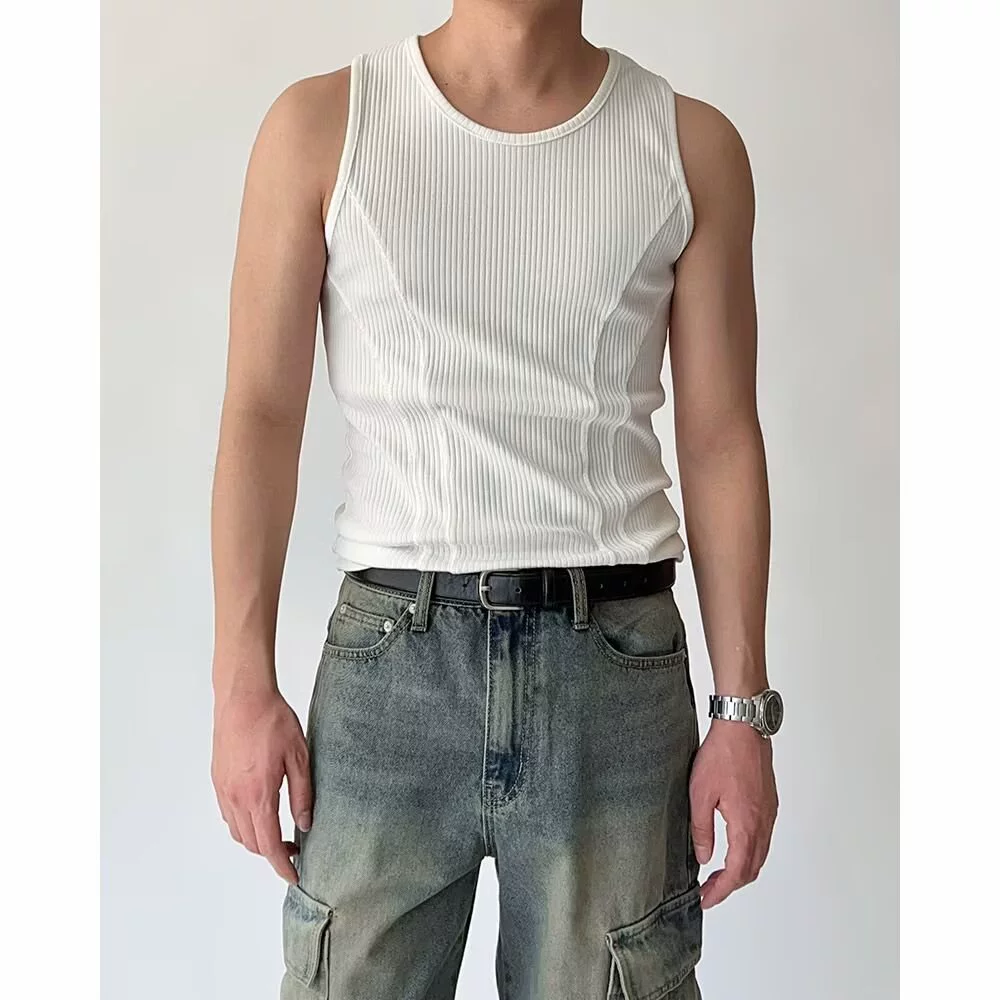 Мужская белая летняя майка без рукавов, футболка, американский стиль, slim fit