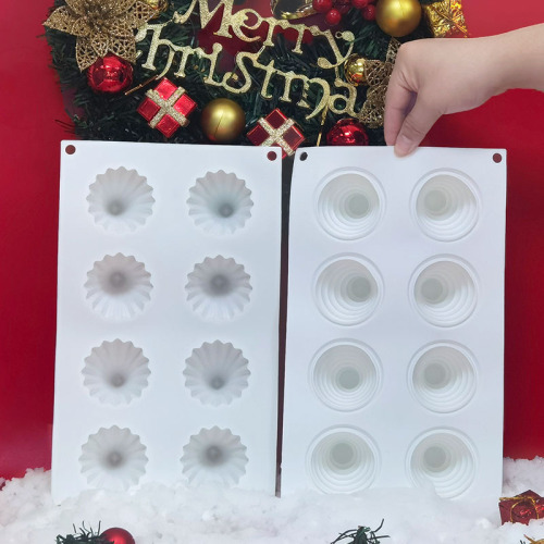 Sanxin 8-piece Christmas tree mousse silicone mold DIY French Christmas mousse chocolate bowl cake baking mold