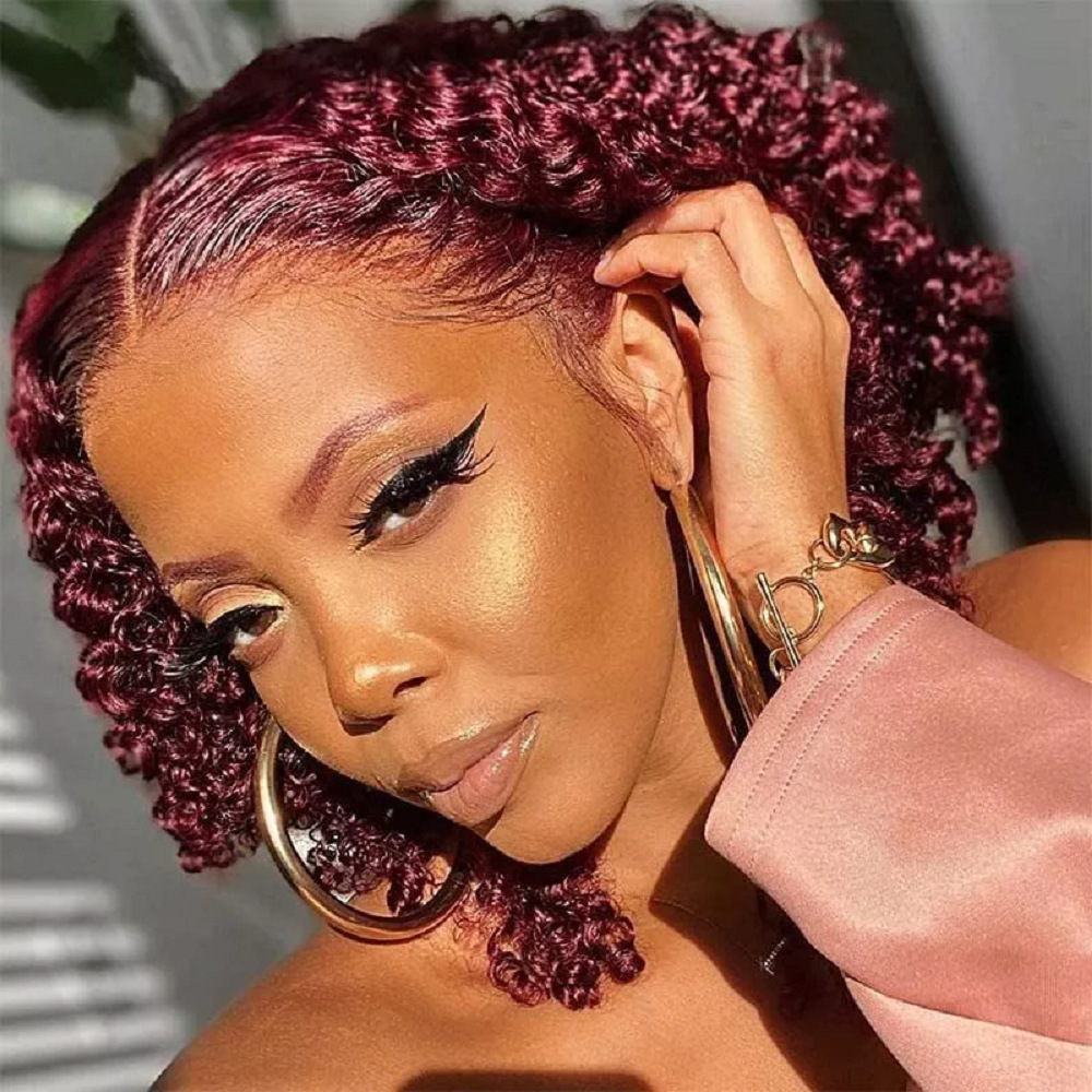 Transfronterizos GingerBrownWith1bRootsCurly tower cabello humano humano Hai pequeño rollo africano