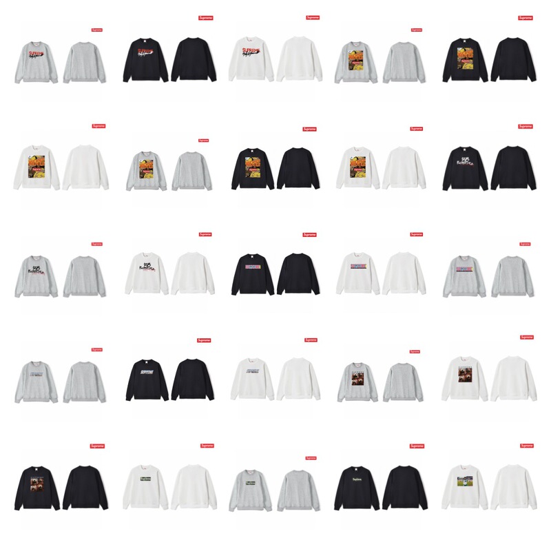 Cross-Border High-Quality American Fashion Supreme400G Terry Box Classic Letter Print Loose Round Neck Sweatshirt for Men and Women