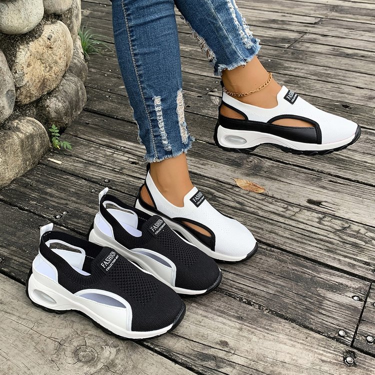 2026 Cross-Border Foreign Trade Plus-Size Women's Summer Korean Style Ins Casual Hollow-Out Versatile Fly-Knit Hollow-Out Sandals for Female Students