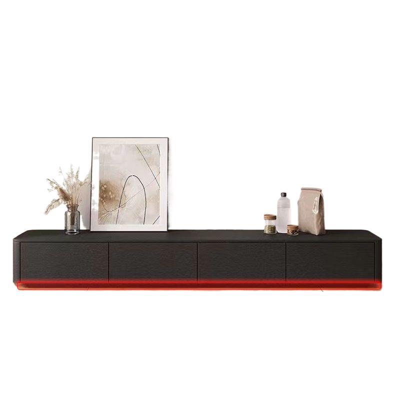 Mueble de TV negro, combinación de mesa de centro, hogar moderno y simple, apartamento pequeño, minimalista, sala de estar de lujo, gabinete de TV de piso a techo