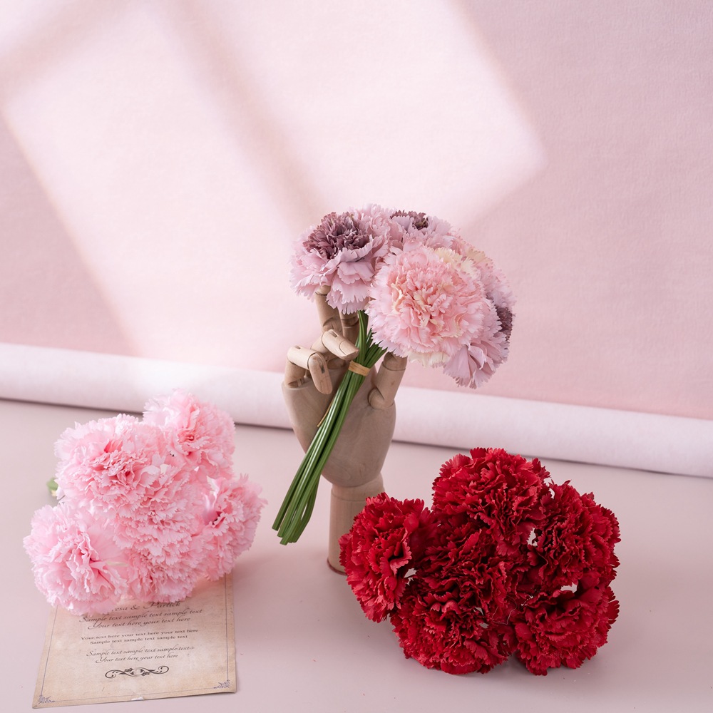 Hand-picked Carnation Bouquet for Mother's Day, Artificial Flower for Export, Home Decor, Wedding, Fake Flower - DY1-402