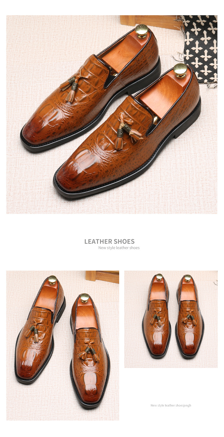 Men's slip-on loafers new business leather shoes with fringe shoes_vogvips.com
