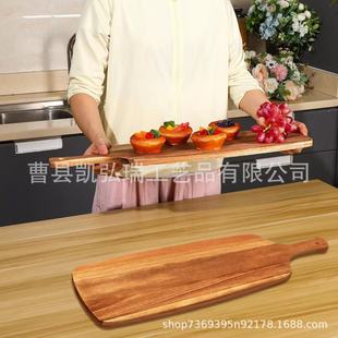 Simple Wooden Steak Pizza Board Cutting Board Handle Wooden Household Thickened Round Cooked Food Cheese Cutting Board Cheese Board