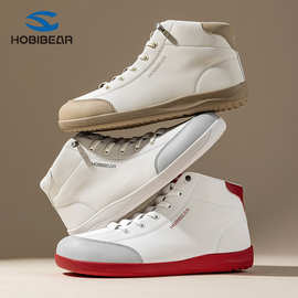 HOBIBEAR春秋季宽头鞋合成革鞋面短靴运动鞋一脚蹬平底鞋厂家直销