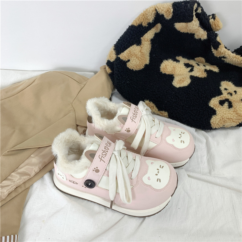 加绒面包鞋女2025冬新款加绒德训阿甘鞋百搭学生保暖棉鞋远波2823