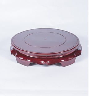 Wholesale round solid wood base vase flower bonsai fish tank tray rare stone jade wine jar handmade wooden decoration seat