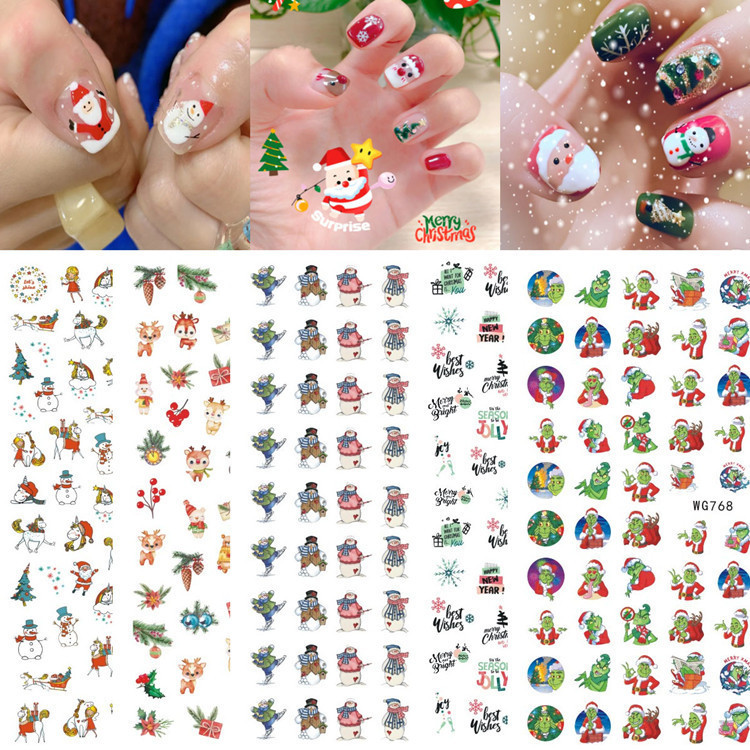 New Christmas Nail Stickers Winter Snowflakes Santa Claus Christmas Nail Stickers WG747-771 New Christmas Nail Stickers Winter Snowflakes Santa Claus Christmas Nail Stickers WG747-771