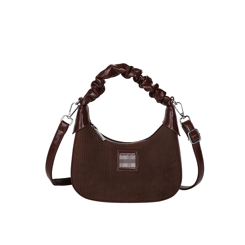 Bolsos de axila populares transfronterizos para mujer 2025 nuevo bolso de bola de masa de moda retro bolso de mensajero de un solo hombro plisado de terciopelo