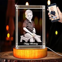 激光3D水晶内雕人像照片创意定制发光摆件工厂直销跨境纪念礼品