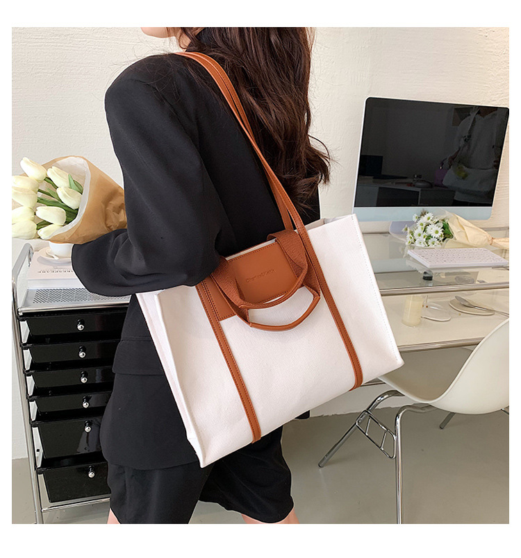 Borsa di tela borsa a tracolla a contrasto di grande capacità all'ingrosso 2023 nuova borsa tote bag alla moda transfrontaliera_voghion.com