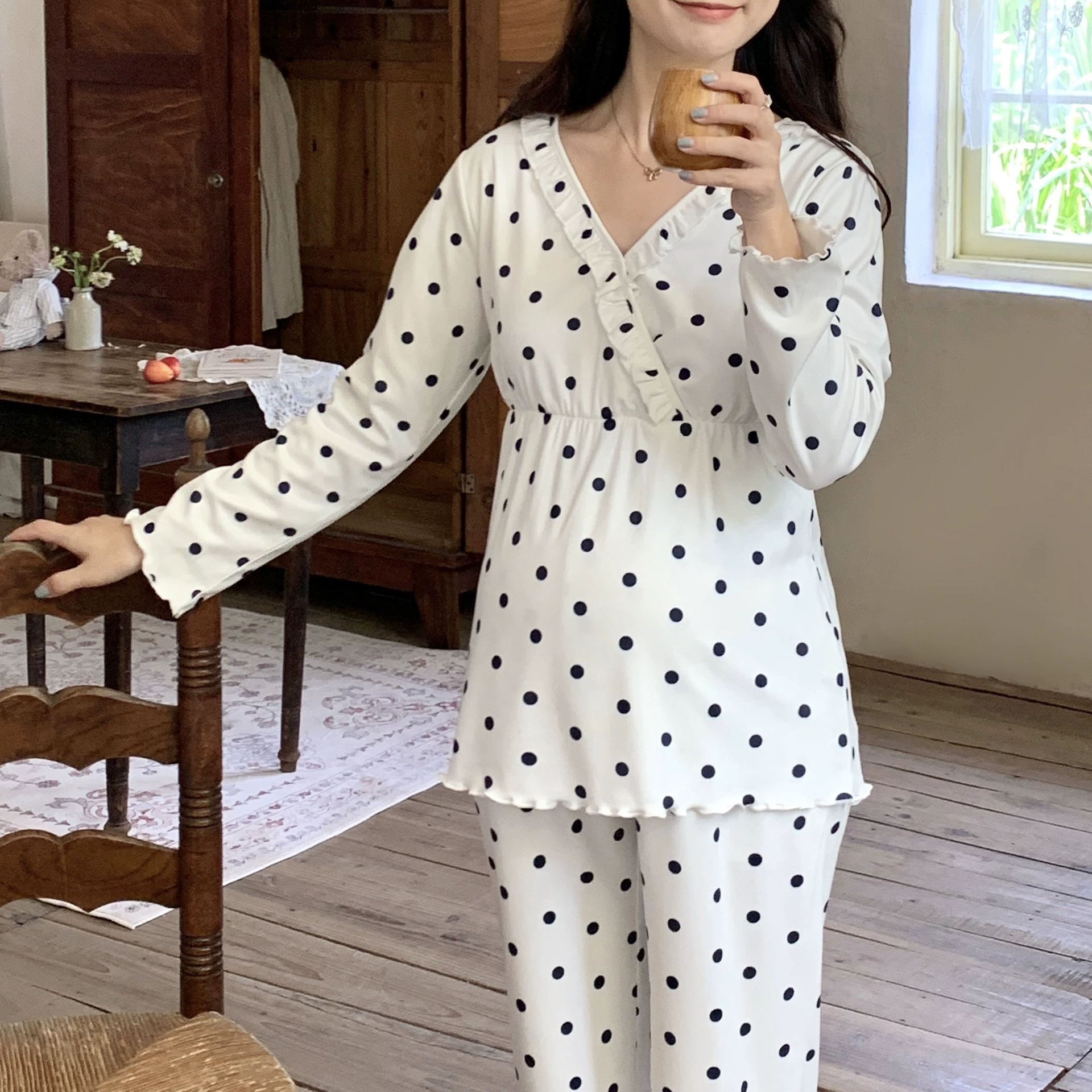 [Delong 2203 спот] беременные женщины осень, зима, осень, осень, одежда, нижнее белье, нижнее белье, кормящие пижамы, костюм для женщин