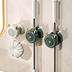 Small Monster No-Drill Hook, Adhesive Wall Mount for Mop Storage, Strong Sticky Fastener Mop Hook Organizer