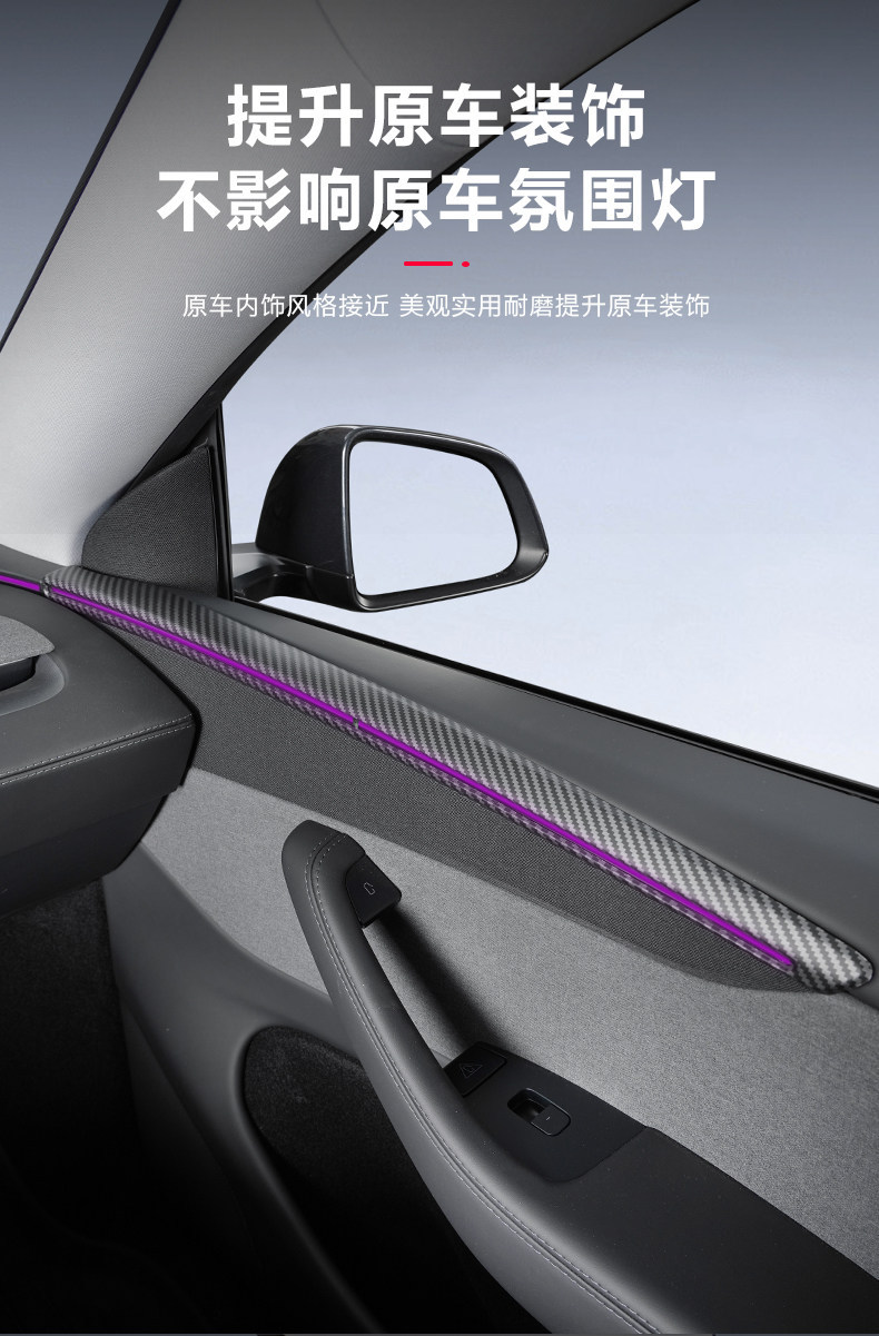 Suitable for the Six-Seater Version of the New Tesla Model Y/Yl Door Trim Strip Decorative Panel Sticker Interior Accessories