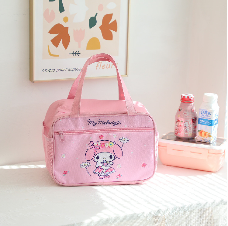 Nuevo coolomi de dibujos animados pequeño perro Blanco Bolsa de aislamiento estudiante de la escuela primaria de gran capacidad con bolsillo lateral bolsa de almuerzo Portátil Bolsa de Almuerzo