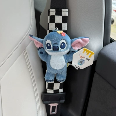 Seat belt shoulder pad, Sweetheart Stitch Car Interior - chess-grid-standing-stitch-shoulder-pads
