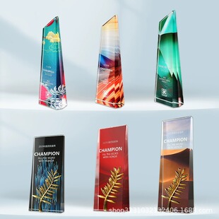 High-grade creative color printing crystal trophy medal trophy honor new creative outstanding staff annual meeting to commemorate
