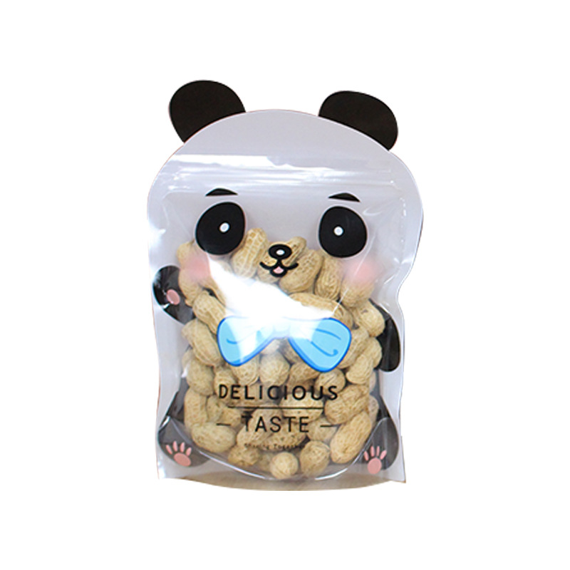Linda forma de dibujos animados bolsa de embalaje galleta caramelo auto-permanente ziplock bolsa de cremallera sellada alimentos bolsa de embalaje de plástico