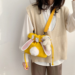 Cute Rabbit Plush Bag Women's 2020 New Arrival Cute Girl's Backpack All-Match Mao Shoulder Crossbody Bag