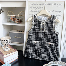 女童小香风无袖连衣裙春秋季新款洋气时尚女宝背心公主裙 RT006