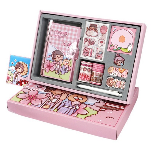 Small mochi hand ledger gift box student gift creative loose leaf hand ledger book set Grape Duoduo Rising Star