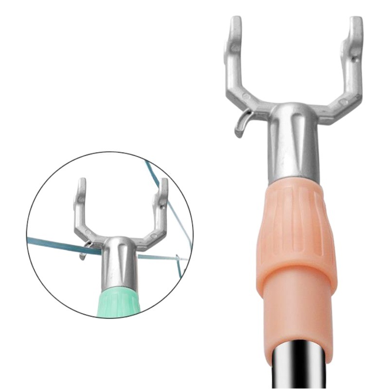Shake the sound directly for wholesale stainless steel retractable clothes fork balcony support clothes drying pole hanger fork household clothes rail