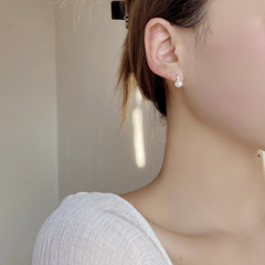 Xiaohongshu Recommended S925 Pure Silver Simple Baroque Pearl Earrings Korean Instagram Lantern Small and Elegant Earrings