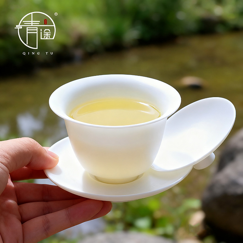 素烧磨砂亚光小号薄胎盖碗茶楼茶厂120毫升泡好茶碗茶具茶艺定制