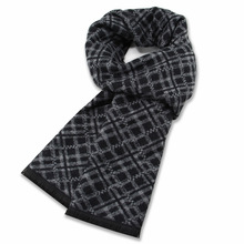 欧美英伦风男士围巾冬季保暖中老年围巾男仿羊绒提花围脖现货批发