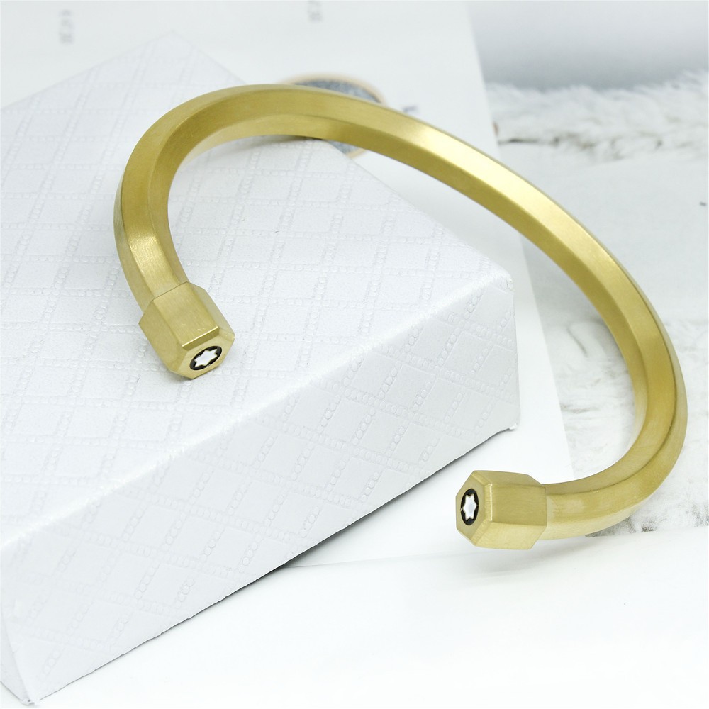 Hexagonal stainless titanium steel bracelet, Japanese and Korean creative minimalist open bracelet_voghion.com