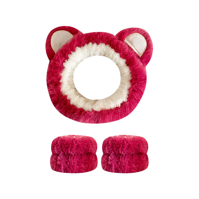 Otoño y invierno nuevo super lindos dibujos animados animal correa de cabello conjunto de correa de muñeca a prueba de humedad presión protector de cabello de muñeca lavado de la cara accesorios de cabello al por mayor