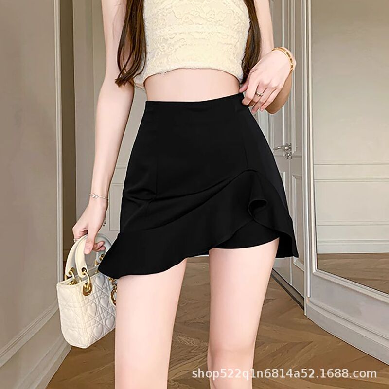 Foreign trade fishtail skirt skirt women's summer bag hip pants skirt design sense one fake two-piece high waist shorts wholesale