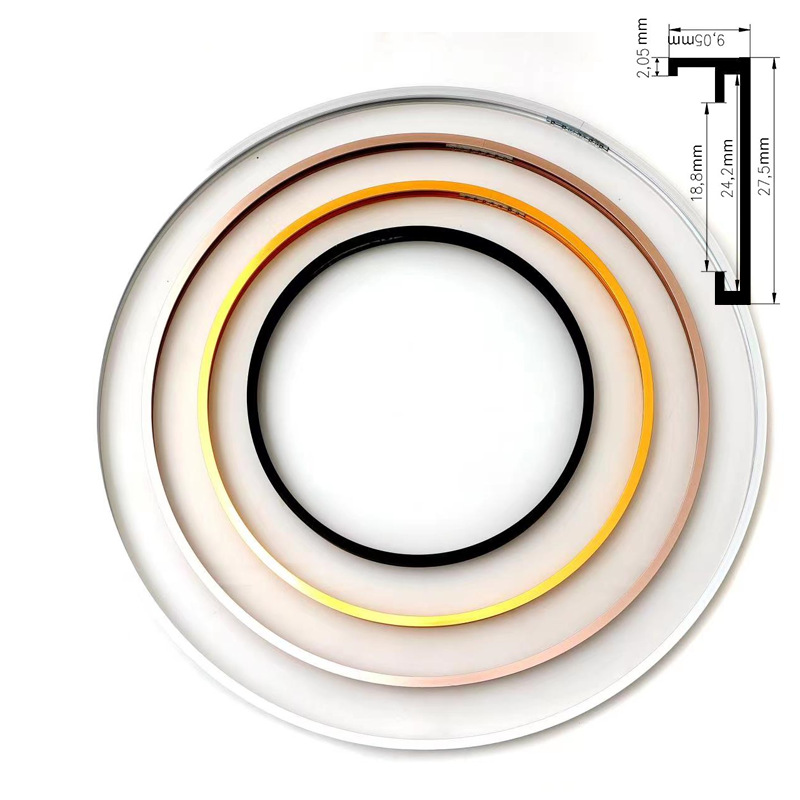 Aluminum Alloy Frame Round Frame Photo Frame Picture Frame with Back Plate Metal Organic Glass 2.8 Side High Toilet Decorative Painting