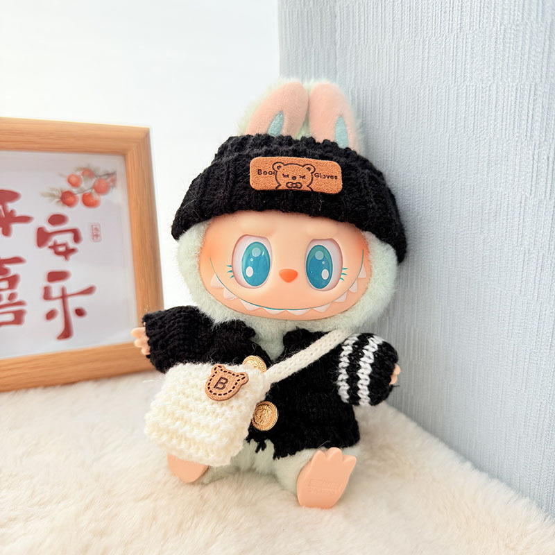Solo ropa] Llavero de primera y segunda generación Labubu colgante de ropa Rabubu ropa de bebé suéter de punto traje de sombrero