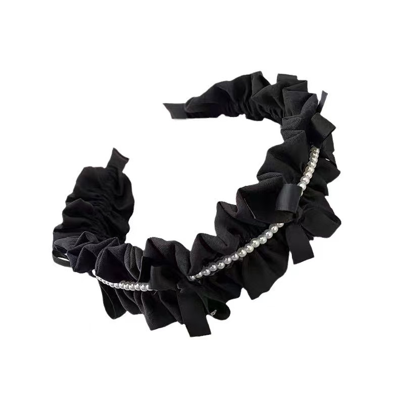 Verano coreano nuevo satén auricular borde perla temperamento dulce alta cráneo craneal tarjeta de cabello simple brazalete de cabeza universal