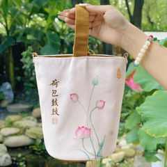 Dongmei ポーチ バッグ 4 バック キャンバス バッグ ピンク スイート レディース バッグ 蓮の花風景 文化的で創造的なギフト ハンドバッグ