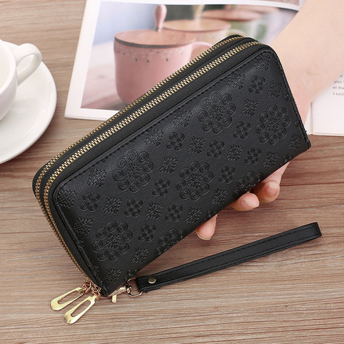 Ladies Wallet Women Long Handle Multi-functional Leather Card Holder Fashion Dual Zipper Card Case Handbag Money Clip Trendy