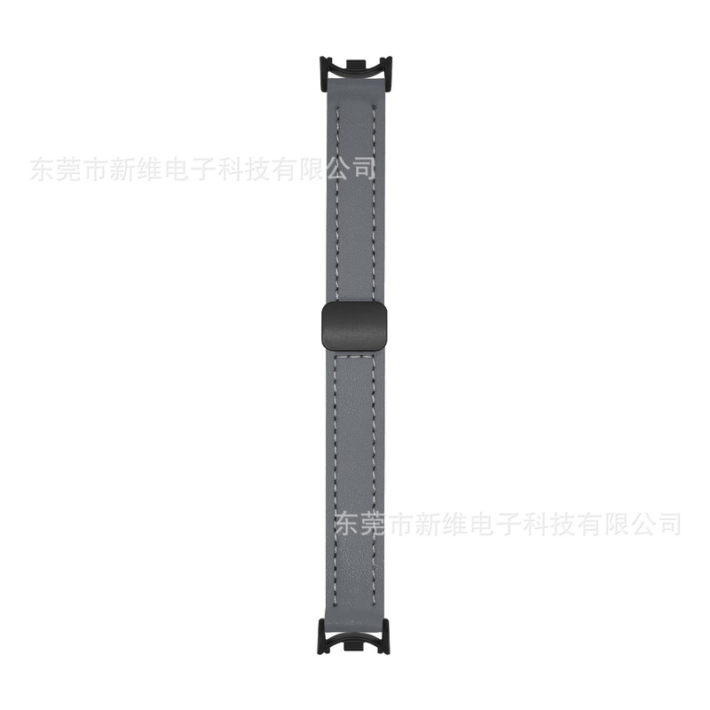 新款皮质牛纹磁吸扣适用小米10手环表带高级感小米手环8/9现货发|undefined