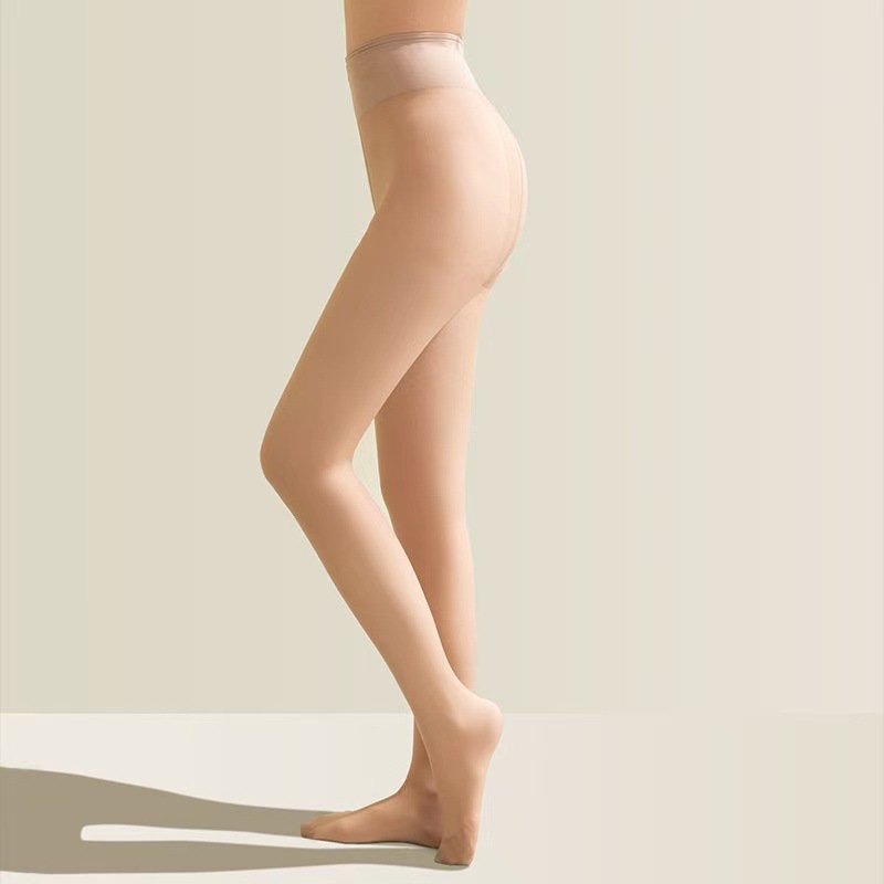 Potencia de otoño y invierno con leggings de piernas desnudas naturales delgadas con medias de doble capa de lana reemplazables