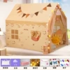 Long tent, pillow, cotton balls with butterfly, cloud