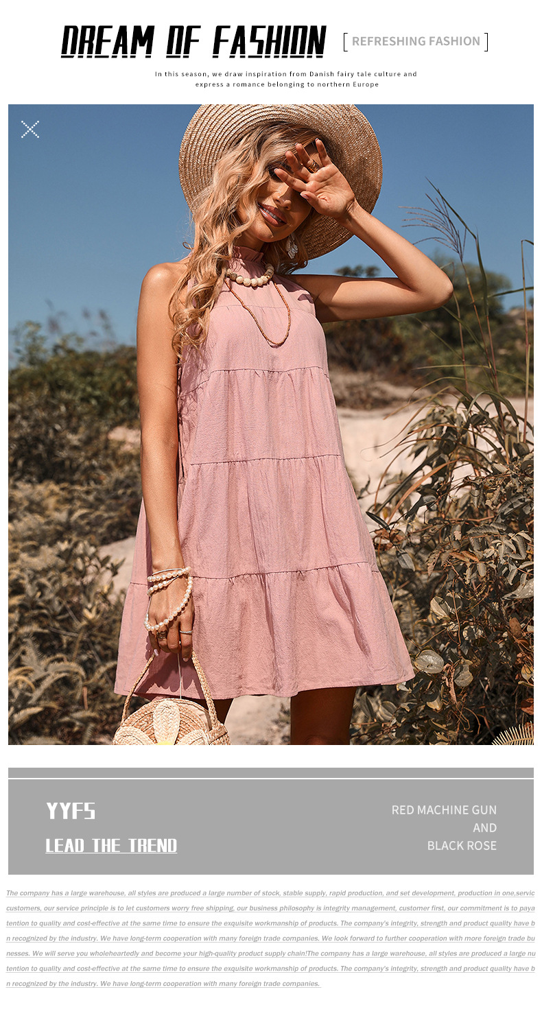 Abito casual donna linea ad a in cotone e lino con allacciatura_voghion.com