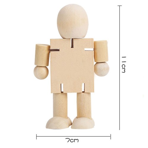 Transformable Wooden Robot, Plain Wood DIY Wooden Puppet for Children, Painting, Coloring, Scribbling Art Materials