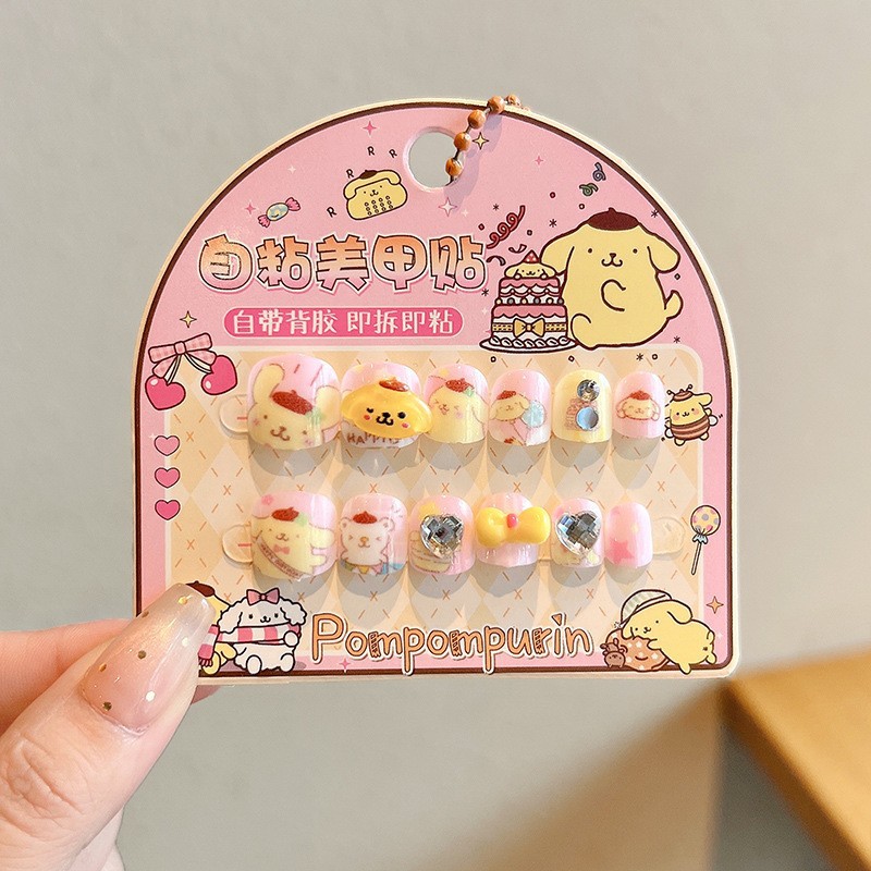 Rain Spirit Sanrio parches de manicura desmontables para niños Kulomi chicas usan pegatinas de uñas al por mayor