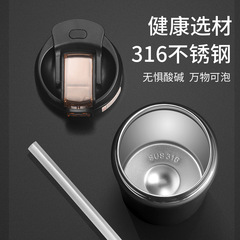 316 Stainless Steel Insulated Cup Dual Sipper Coffee Cup Food-Grade Straw Cup Car Water Cup Portable Bounce Cup