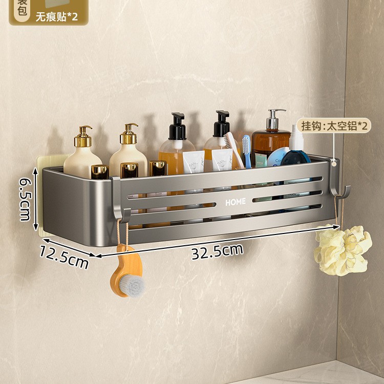 Estante Esquinero Triangulada de Baño de Aleación de Aluminio, Sin Perforación
